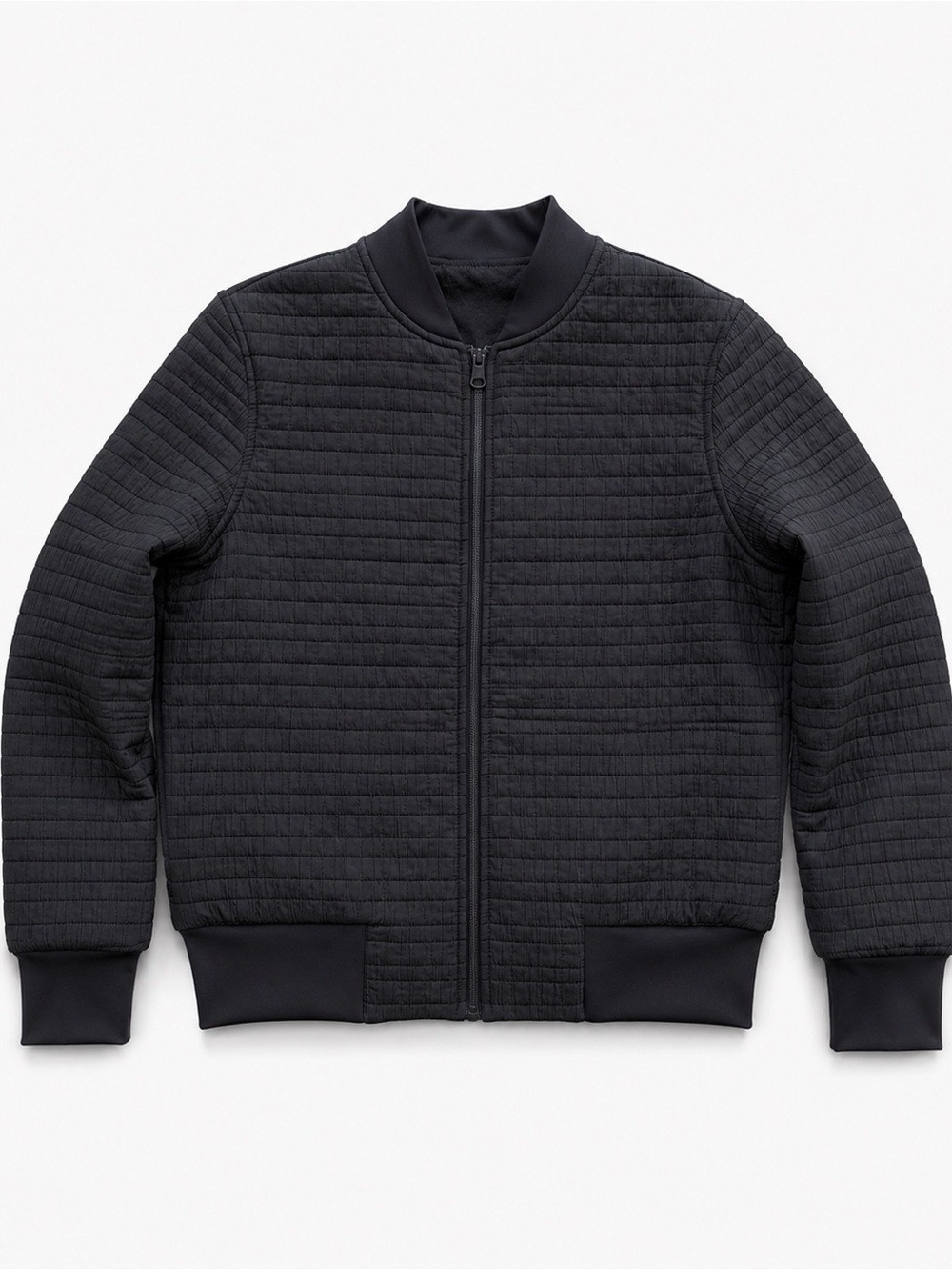 lululemon athletica Black Quilted Bomber Jacket with Ribbed Trim reversible